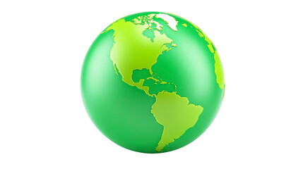 Fototapeta premium Green globe North America South America environmental eco friendly sustainability earth planet world isolated clean shiny modern 3D illustration global nature conservation peaceful hope future