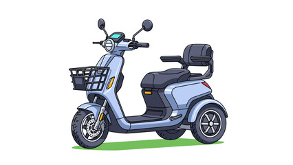 Obraz premium Three-Wheeled Electric Scooter Vector Illustration: Sustainable City Mobility, Eco-Friendly Transportation for Commuting, Isolated on Transparent Background