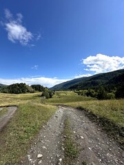 Country trail options, Gentle rural path amid vivid skies