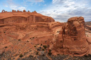 This fine art photograph captures the timeless beauty of the sandstone arches of **Arches National Park**, located just outside Moab, one of the most iconic landscapes in the American Southwest. C