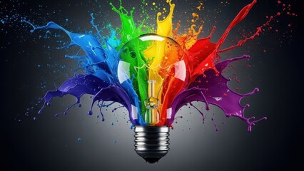 Colorful Light Bulb Idea Explosion