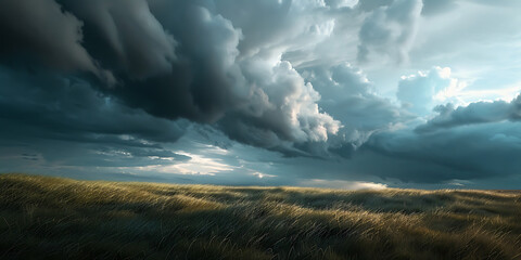 Stormy Sky Over Wind-Swept Field