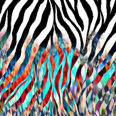 Zebra texture with colorful motion blur effects leopard texture, animal print.