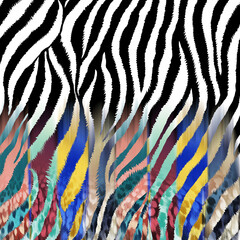 Zebra texture with colorful motion blur effects leopard texture, animal print.