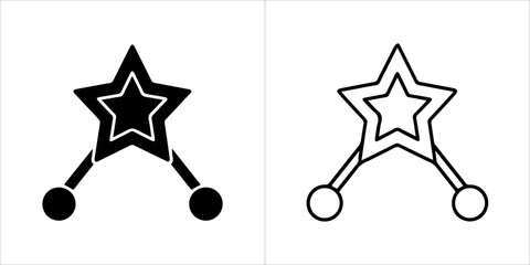 Matching business startup icon vector set with modern line art outline and bold solid silhouette design
