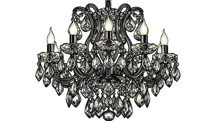 Ornate Crystal Chandelier with Multiple Lights.