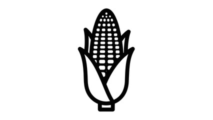 Simple Black and White Corn Illustration.