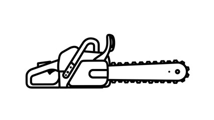 Simple Black and White Chainsaw Illustration.