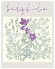  Poster wildflowers in vintage style