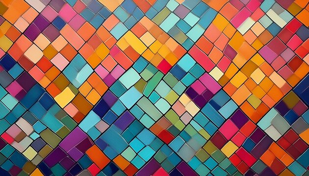 vibrant geometric mosaic tile pattern in diverse colors wall home - Powered by Adobe