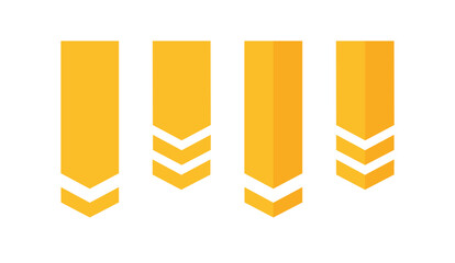 Yellow Chevron Ribbon Banner Set Isolated on Transparent Background. Vector illustration of Bookmark Ribbons.