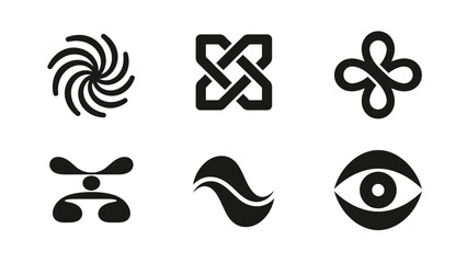 Abstract geometric symbols set in black and white for design elements