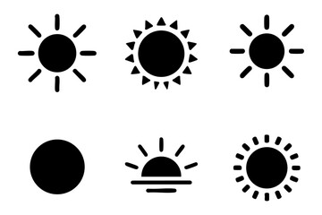 Different sun silhouette icons set simple design