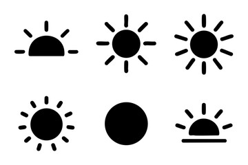 Different sun silhouette icons set simple design