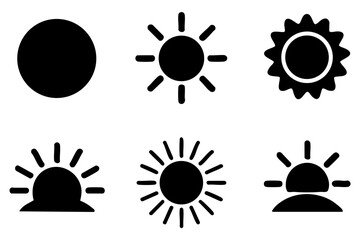 Different sun silhouette icons set simple design