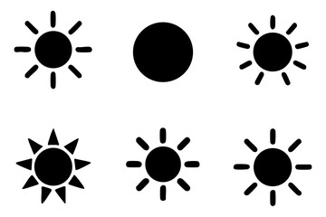 Different sun silhouette icons set simple design