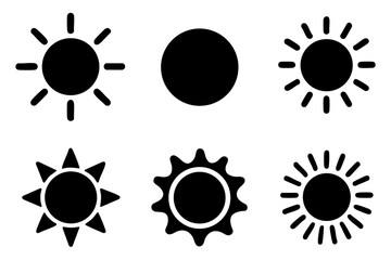 Different sun silhouette icons set simple design