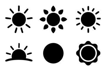 Different sun silhouette icons set simple design