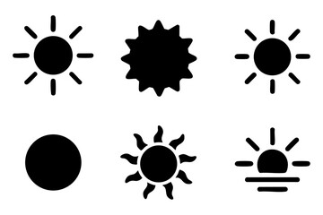 Different sun silhouette icons set simple design
