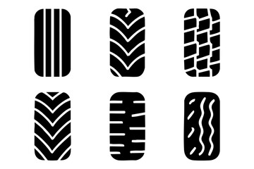 Different wheel tires silhouette icons set simple design