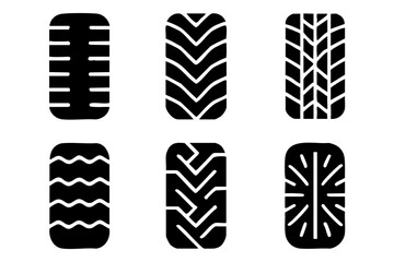 Different wheel tires silhouette icons set simple design