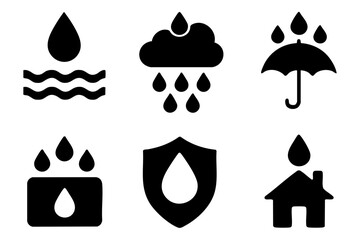 Different waterproof silhouette icons set simple design