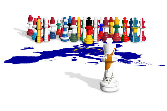 Chess made from EU members and Cyprus flags. The European Union is a political and economic union of 27 European countries