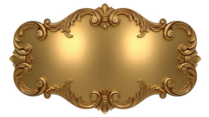 Ornate golden frame isolated PNG on transparent background, decorative baroque style element for...