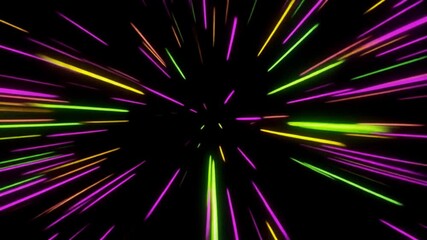 Rapid neon chase patterns inspired by carnival signage on a black void background, cinematic 4K render.