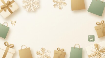 Holiday gift shopping event online marketplace graphic design cozy home environment aerial view festive atmosphere for increased seasonal sales and engagement