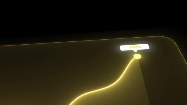 glowing graph with an upward trend arrow displayed on a sleek black background with glowing lines and camera movement