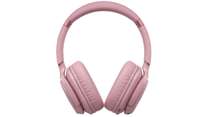 Rose gold wireless headphones isolated PNG, modern audio equipment for music listening and communication on transparent background