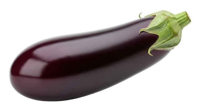 Fresh shiny eggplant isolated PNG, healthy vegetable for cooking and vegetarian recipes on transparent background