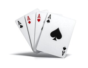 Obraz premium Four playing cards, each showing an 