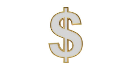 Obraz premium Golden dollar sign PNG isolated on transparent background, currency symbol for finance, investment, and business concepts