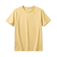 Naklejka premium Blank basic cream short sleeve crew neck t shirt template isolated on transparent background top view mockup for print design presentation apparel advertising