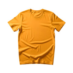 Naklejka premium Blank basic orange short sleeve crew neck t shirt template isolated on transparent background top view mockup for print design presentation apparel advertising