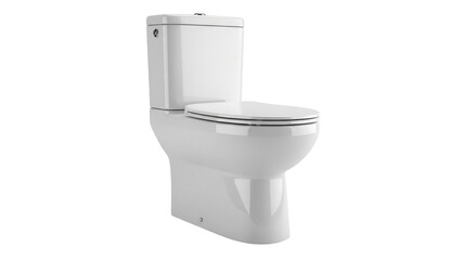Modern white toilet PNG isolated on transparent background, bathroom fixture for home renovation and plumbing needs