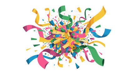 Confetti and colorful ribbons exploding to celebrate special moments.