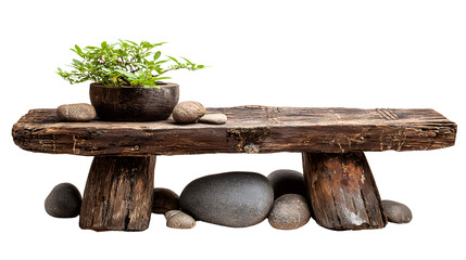 Rustic Wooden Stool for Garden Decor &ndash; Minimal Natural Design (Isolated)
