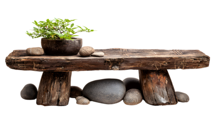 Rustic Wooden Stool for Garden Decor – Minimal Natural Design (Isolated)