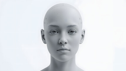 Futuristic Humanoid AI Face Representing Advanced Digital Technology Innovation - Generative AI