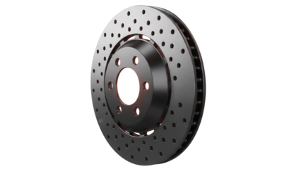 Vented brake disc isolated PNG, car part for braking system and automotive industry on transparent background