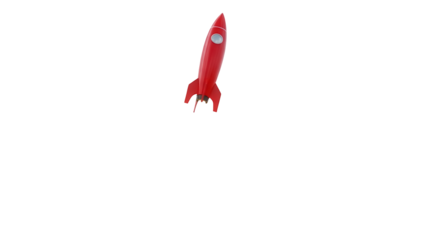 Red retro rocket ship PNG isolated on transparent background, vintage space travel concept for graphic design and creative projects