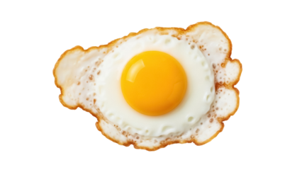 Fried egg with runny yolk isolated PNG, sunny side up breakfast food on transparent background, protein-rich meal for healthy diet