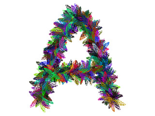 Colorful Hand Drawn Alphabet Letter A Isolated On Transparent Background