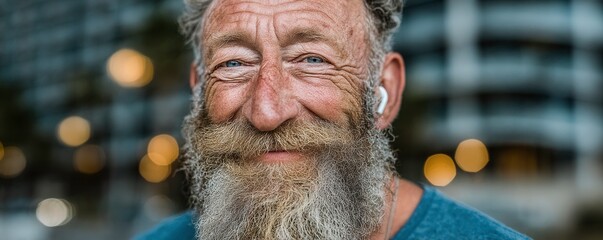 Portrait of a happy senior man running in a park