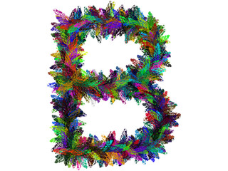 Colorful Hand Drawn Alphabet Letter B Isolated On Transparent Background