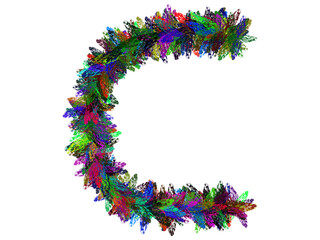 Colorful Hand Drawn Alphabet Letter C Isolated On Transparent Background