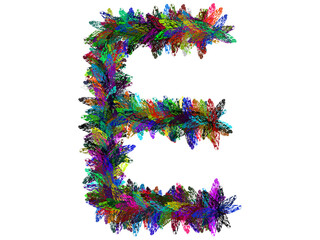 Colorful Hand Drawn Alphabet Letter E Isolated On Transparent Background